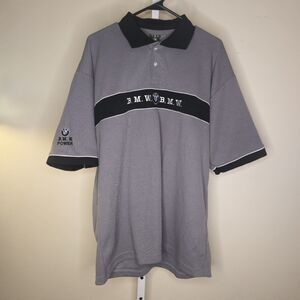 Vintage BMW Power Gray Black Short Sleeve Polo Shirt Standard Size